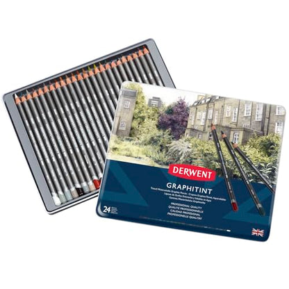 Derwent Graphitint Pencils, Metal Tin, 24 Count (0700803) - size: 1 Count (Pack of 24)