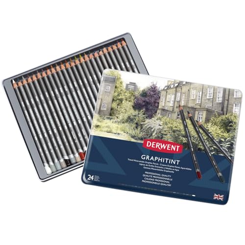 Derwent Graphitint Pencils, Metal Tin, 24 Count (0700803) - size: 1 Count (Pack of 24)