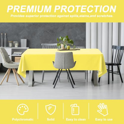 54IN X 320FT Plastic Table Cover Roll with Cutter Box, Cut to Size Plastic Table Cloths for Parties, Birthday, (Light Yellow, 54"x3840"(Rectangular)) - color: Light Yellow, size: 3840" x 54" (Rectangular)