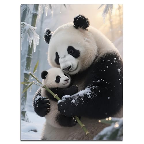 Muzagroo Art 5D Diamond Paintings Kits for Adults Round Full Drill Diamonds Art Kits for Beginners Diamond Art Paintings Gem Art Kits Animals Diamond Dots 30x40cm (Panda) - color: Panda