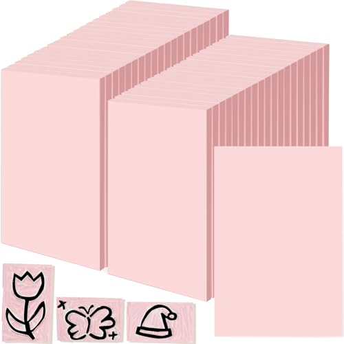 Frienda 40 Pcs 4"x6" Rubber Carving Blocks Linoleum Block Stamp Making Kit Soft Rubber Carved Brick for Stamp Maker Printmaking Supplies Craft Project(Pink) - color: Pink