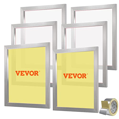 VEVOR Screen Printing Kit, 6 Pieces Aluminum Silk Screen Printing Frames, 20x24inch Silk Screen Printing Frame with 160 Count Mesh, High Tension Nylon Mesh and Sealing Tape for T-Shirts DIY Printing - size: 20x24inch-6