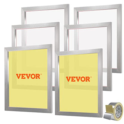 VEVOR Screen Printing Kit, 6 Pieces Aluminum Silk Screen Printing Frames, 20x24inch Silk Screen Printing Frame with 160 Count Mesh, High Tension Nylon Mesh and Sealing Tape for T-Shirts DIY Printing - size: 20x24inch-6