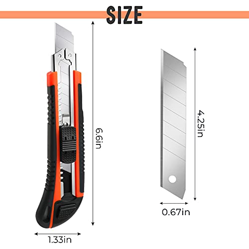 3Pack Box Cutter Retractable, Snap Off Utility Knife, Razor Knife - color: Multicolor