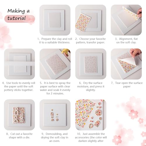 10 Pcs Clay Transfer Paper for DIY Art Crafts, Raindrop Water Polymer Clay Transfer Paper Sheets for Polymer Clay Jewelry Earrings Making Supplies 5.82X3.93 inch - color: Dots