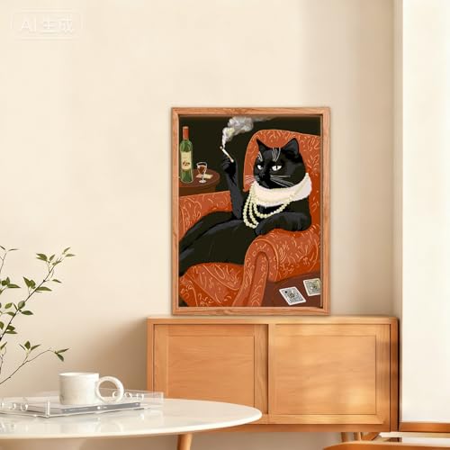 NAIMOER Black Cat Paint by Numbers Kits for Adults Beginner, Color by Numbers on Canvas Painting Craft Kits for Adults Without Frame, Easy Paint DIY Acrylic for Home Wall Decor 12 X16 Inch - color: Black Cat