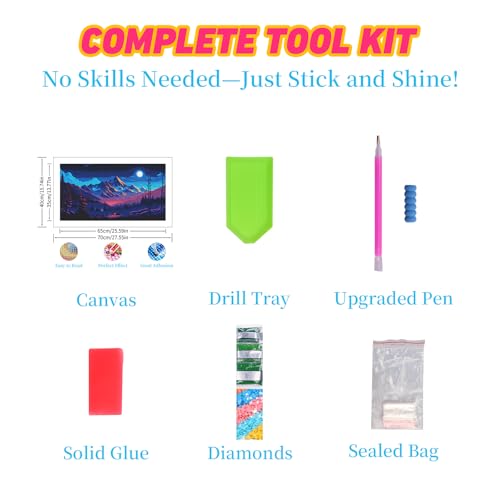 DDGEMART Diamond Painting Kit, 5D Full Drill Moonlight Mountain Night Starry Sky Landscape Art for Adults & Beginners, Large 28x16 inch - color: Mountain Landscape