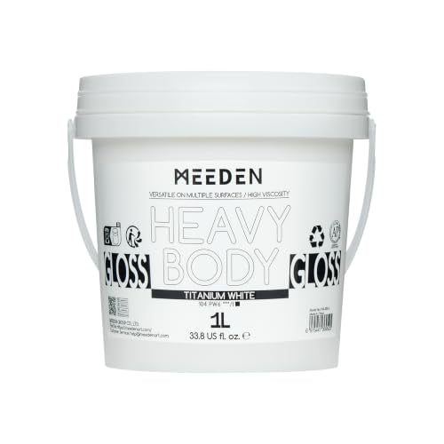 MEEDEN Titanium White Acrylic Paint: 1L /33.8oz Heavy Body Gloss Finish | Thick White Paint Non-Toxic for Canvas Crafts Furniture Painting - color: Titanium White - 1L