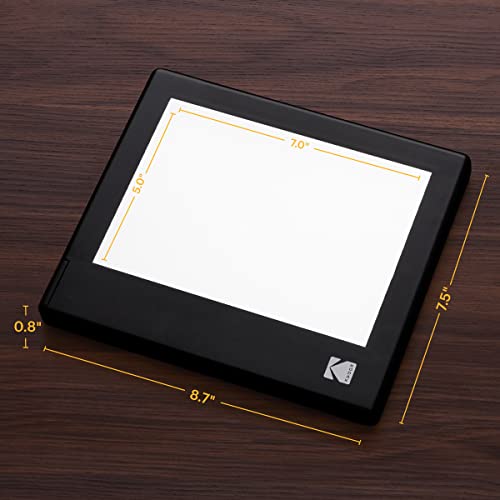 KODAK Photo Light Box, Tracing Light Box, 98% Color Accuracy, White, 7"x5" | 98% Color Accuracy, Flicker-Free LED Light, USB or AAA Power, 35mm Slides & Medium-Format Negatives, Product Photography - size: 7”x5”