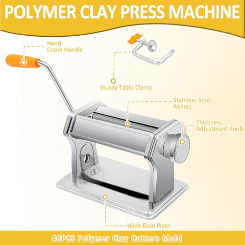 Polymer Clay Press Machine,Clay Rolling/Roller Machine,6 Thickness Options - color: Orange Clay Press
