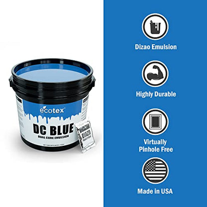 Ecotex® DC Blue Dual Cure Photo Emulsion - Screen Printing Emulsion, 1 Gl | Photo Emulsion For Silk Screens And Fabric - Works With Plastisol And Water Based Ink, Diazo Included, Made In The USA, 1 Gl - size: 128 fl oz