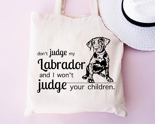 Pet Studio Art Don't Judge My Dog Tote Bag - color: Labrador