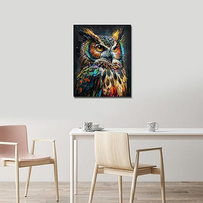 TUMOVO Abstract Owl Paint by Numbers Craft Kit for Adults | Animal Art on 16x20 Inch Unframed Canvas with Acrylic Paints and 3 Brushes Relaxing DIY Craft and Wall Decor
