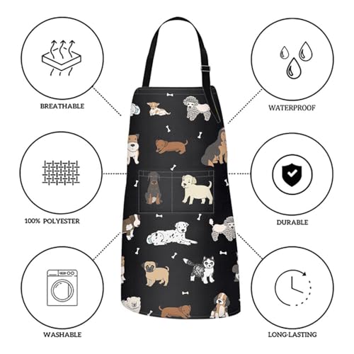 Britimes Apron with Pockets, 32x28 inch, for Women Men, Dog - color: Dog
