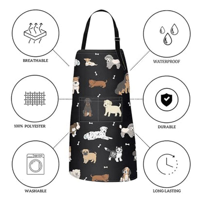 Britimes Apron with Pockets, 32x28 inch, for Women Men, Dog - color: Dog