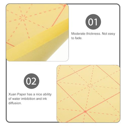 Healifty 150 Sheets Chinese Calligraphy Practice Paper | Grid Xuan-Style Rice Paper for Brush Writing, Chinese Characters, Japanese Kanji Practice and Beginner Calligraphy
