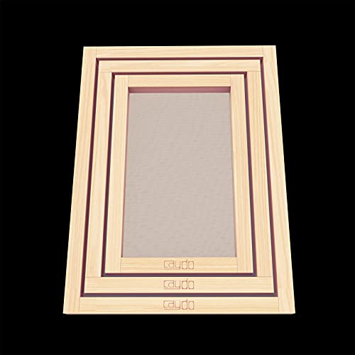 Caydo 6 Pieces 3 Size Wood Silk Screen Printing Frame with Mesh | Silk Screen 10 x 14 Inch, 8 x 12 Inch, 6 x 10 Inch