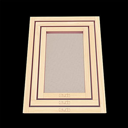 Caydo 6 Pieces 3 Size Wood Silk Screen Printing Frame with Mesh | Silk Screen 10 x 14 Inch, 8 x 12 Inch, 6 x 10 Inch