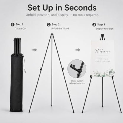RRFTOK 2 Pack 63 in Sign Easel Stands, Instant-Fold Tripods with Bags - style: 63B 2pack