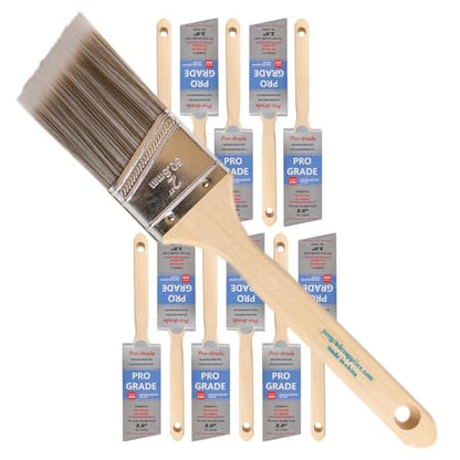 Pro Grade Paint Brushes, 2 Inch Angle Paint Brush, Walls & Trim, 12 Pack | Sash, cut-in & detail work | Furniture, cabinets & doors | Interior & exterior | Latex, oil & stain | Medium stiff bristles - size: 2 inches