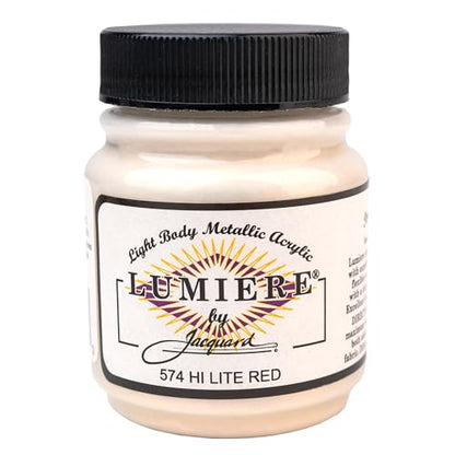 Jacquard Lumiere 2.25oz Fabric Paint Hi Lite Red - Metallic Paint for Fabric, Leather, Canvas, Paper and Wood - Light-bodied Metallic Acrylic Paint - Lightfast & Vibrant Metallic Acrylic Paints - color: Hi Lite Red, size: 2.25 Fl Oz (Pack of 1)