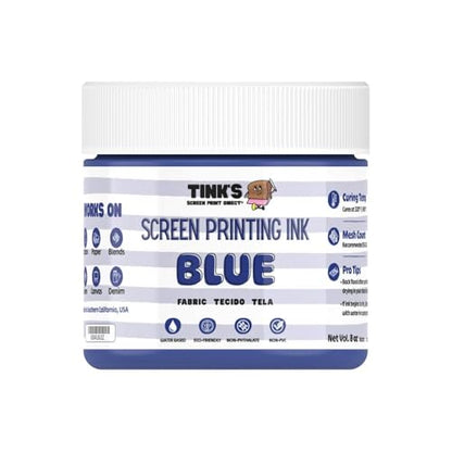 Tinks Screen Printing Ink - Blue - 8 oz. | Water-Based Fabric Ink - Screen Printing, Stenciling, Tote Bags & Fabric Stamping - Non-Toxic, No Harsh Fumes - 8 oz. - color: Blue