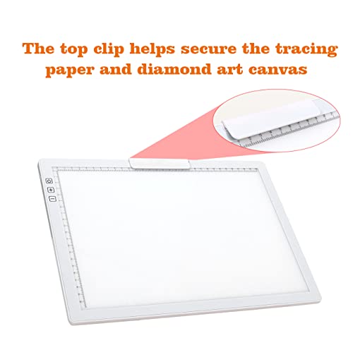 Rechargeable A4 LED Light Pad with Padded Case, YINGWOND Tracing Light Box w/Riser Stands and Paper Clip, 6 Levels of Brightness, Type-c Cable, Wireless Diamond Painting Light Board White - style: Rechargeable-A4 White+Padded case