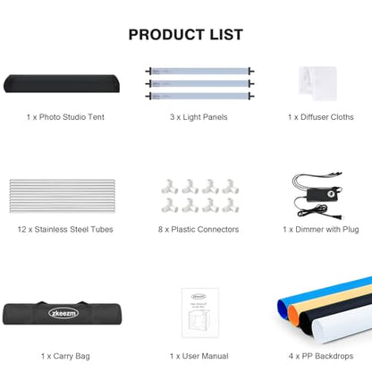 Photo Light Box, 39 inch Photography Light Box with 210 LEDs Lights & 4 Color Backgrounds Professional Dimmable Shooting Tent Kit for Large Product Photography - size: 39 x 39 inches