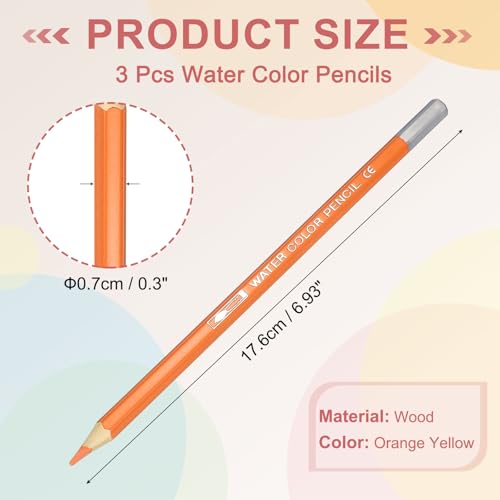 PATIKIL Watercolor Pencils, Orange Yellow Color Pencil Set Sketch Coloring Drawing Colored Pencils Bulk Artist Drawing Supplies for Adult Coloring Book Blending, 3 Pcs - color: Orange Yellow