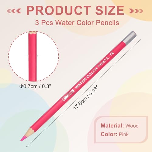 PATIKIL Watercolor Pencils, Pink Color Pencil Set Sketch Coloring Drawing Colored Pencils Bulk Artist Drawing Supplies for Adult Coloring Book Blending, 3 Pcs - color: Pink