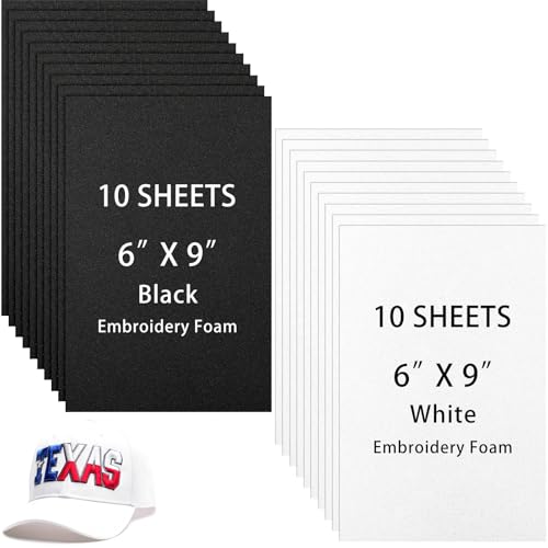 Innconee 20 Pcs 3mm Embroidery Foam EVA Foam Sheets for 3D Embroidery Arts and Crafts, DIY Projects, Hand Sewing, Quilting, Hats, Cosplay Costumes, Pillows(White, Black,6 x 9 Inch) - color: White, Black, size: 6 x 9 Inch