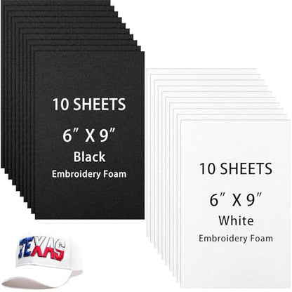 Innconee 20 Pcs 3mm Embroidery Foam EVA Foam Sheets for 3D Embroidery Arts and Crafts, DIY Projects, Hand Sewing, Quilting, Hats, Cosplay Costumes, Pillows(White, Black,6 x 9 Inch) - color: White, Black, size: 6 x 9 Inch