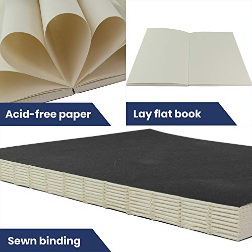 LayFlat Sketchbook - 5.5 x 8.25 Inches - Black Blank Note Book, 64 Sheets, Thick 100gsm Paper… - color: Black, size: Medium