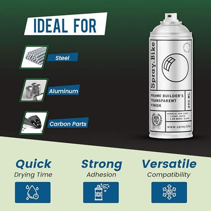 Spray.Bike Frame Builder's Transparent Finish - Clear Gloss | Protective Satin/Gloss Finish Spray for Steel, Aluminum, Carbon | Weatherproof Finishing Coat, 400ml - color: Clear - Gloss Finish