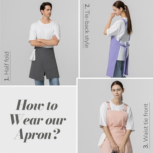 Unisex Waterproof Apron Restaurant Cooking Cafè Flower Shop Baking Kitchen Length Adjustable - color: Jin Beige