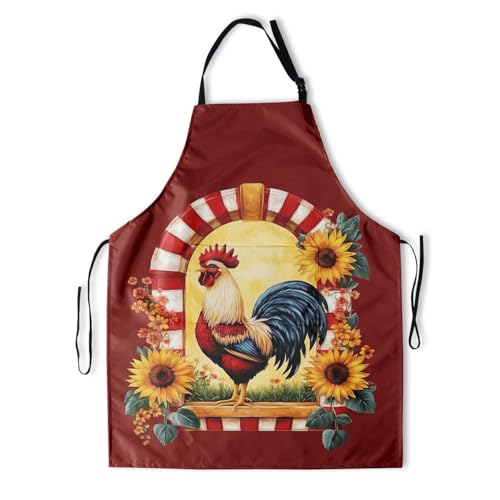 Giwawa Unisex Adult Apron Waterproof Stain Resistant Kitchen Cooking Apron with 2 Pockets for BBQ Grill Painting - color: Chicken