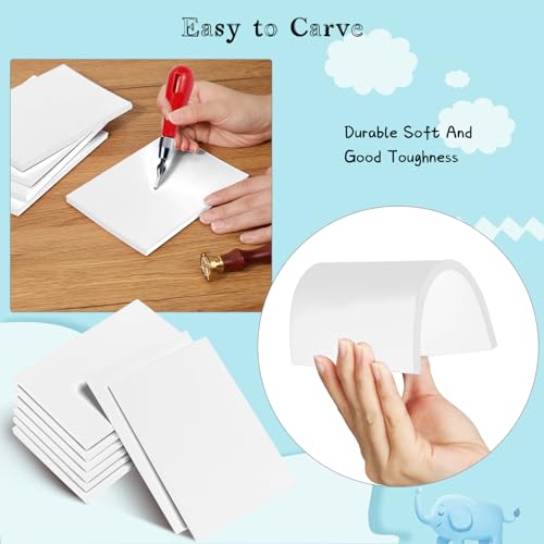 Frienda 40 Pcs 4"x6" Rubber Carving Blocks Linoleum Block Stamp Making Kit Soft Rubber Carved Brick for Stamp Maker Printmaking Supplies Craft Project(White) - color: White