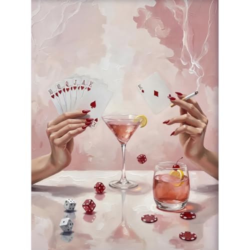 Pink Poker Diamond Art Kits for Adults Diamond Painting Kit for Beginner - color: DP04368, size: Round Drill