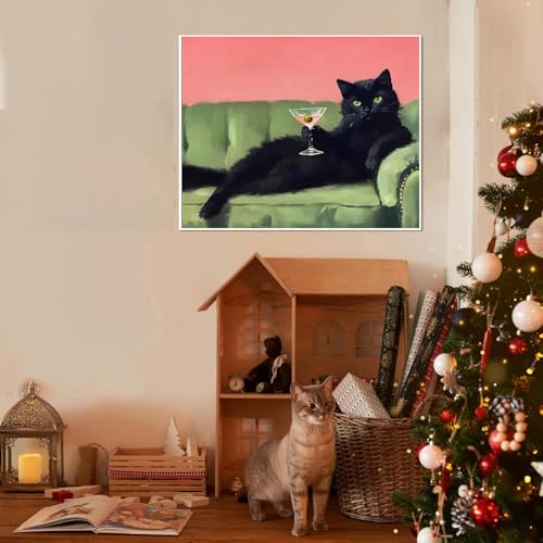 Cat Paint by Numbers Kit for Adults,Retro Paint by Number With Frame - color: paint by number-1009-2