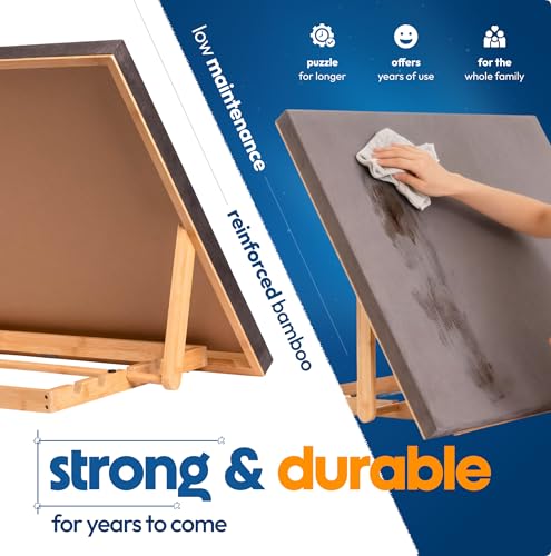 The Grippy Large Jigsaw Puzzle Board by The Puzzled Tree – 1500 Piece 34.2" x 25" Patent Pending Fabric, Back Support Puzzle Easel Tilting Puzzle Board Non-Slip Surface, Jigsaw Puzzle Table Adults