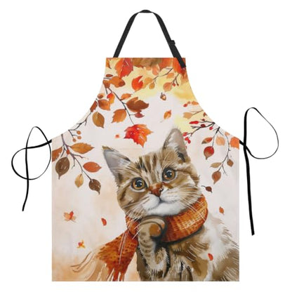 Imiss Waterproof Stain-Resistant Cooking Chef Aprons for Grill BBQ Baking 27 X 31 Inch - color: Fall Cat