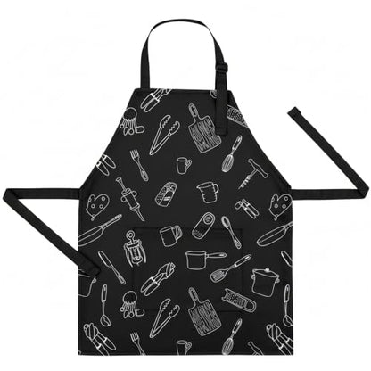 Kids Apron for Cooking, Toddler Apron with Pocket, Girls Boys Apron - color: Black, size: Medium