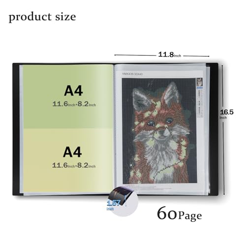 A3 Diamond Painting Storage Book,Marble Black 60 Pages Art Portfolios Case - color: Marble Black-60 Sleeves