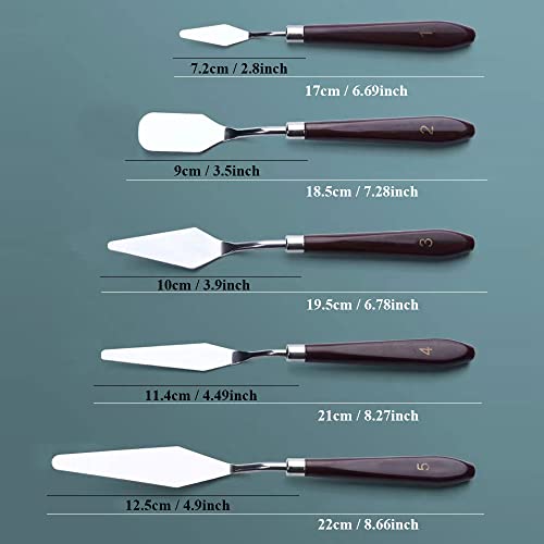 5 Pieces Set Cake Cream Spatulas, Stainless Steel Cake Decorating Knife, Angled Icing & Decorating Spatula with Stainless Steel Spatula + Wood Handle, Mixing Scraper, Baking Pastry Tool