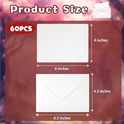 Mototo 60 Set Blank Watercolor Cards with Envelopes 4 x 6 Inch DIY Painting | 140lb/300GSM Single Blank Watercolor Card with Envelope Bulk for Birthday Christmas Handmade Greeting Holiday Card Giving Art - color: 4 x 6 inches, 60 Set