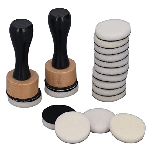 CHEOTIME Mini Ink Blending Tool Set, Sponge Applicator with Wooden Handle 14 Replacement Foam Pads Ink Paints Mixing Blending Tool for Scrapbooking Painting Paper Cards DIY