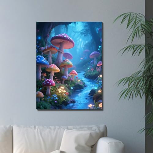 Muzagroo Art Diamond Paintings Kits for Adults 5D Round Full Drill Diamonds Art Kits for Beginners Diamond Art Paintings Gem Paintings Diamond Dots Kits 30x40cm (Mushroom) - color: Mushroom