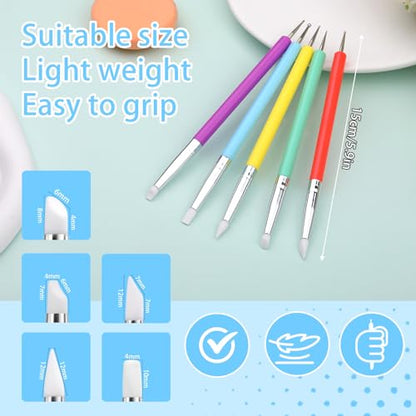 Dotting Tools, Silicone Clay Sculpting Tool, Clay Tools | Polymer Clay Tools, Clay Sculpting Tools with 15 PCS Modeling Dotting Tool, Embossing Tool for Modeling, Nail, Painting - color: Color B