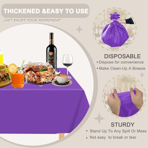 D&Z 12 Pack Purple Disposable Plastic Tablecloth 54"x108" Table Cover - color: Purple, size: 12 Pack 54"×108" Rectangle