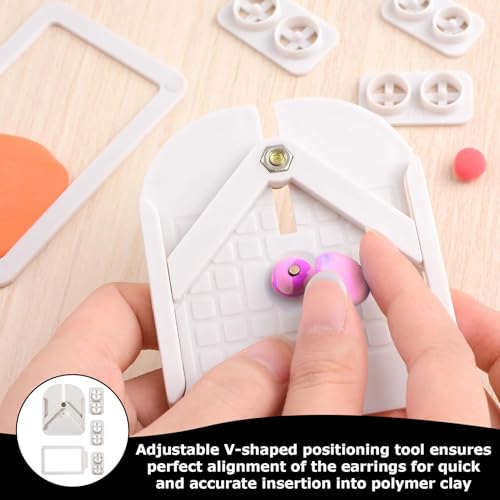 Stud Post Embedding Tool for Polymer Clay Earrings,Polymer Clay Tools,Cutters,Earring Post Embedder Tool for Jewelry, Earrings(Color:White)